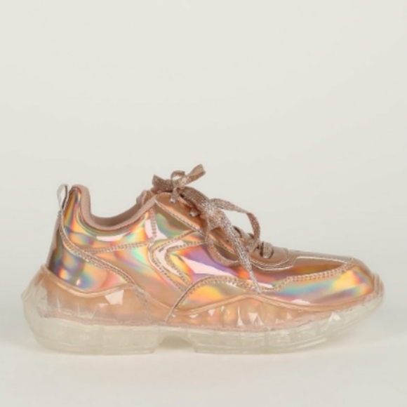 LAST PAIR! Rose Gold Holographic Sneakers - Picture 4 of 5